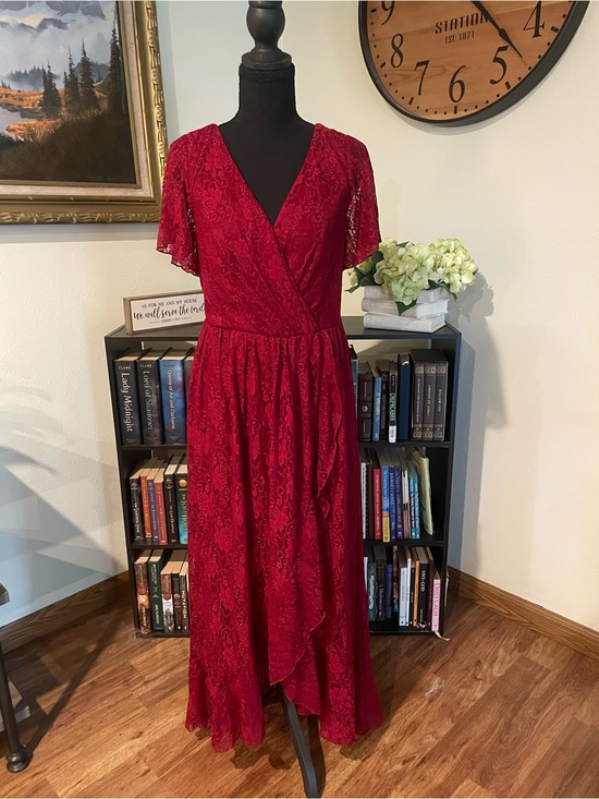 Ever Pretty Dresses & Skirts - Ever Pretty Burgundy Lace Asymmetrical Dress